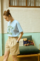 グリーンクラシックビッグロゴクルーネックスカイブルーショートスリーブTシャツ [Unisex]