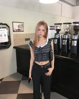Back stud boots cut pants
