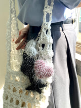 cupid heart keyring (fluffy pink)
