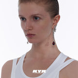 KVK SPIDER pyramid stone panel earrings
