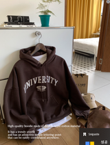  Urban University Embroidery Double Middle Overfit Hoodie
