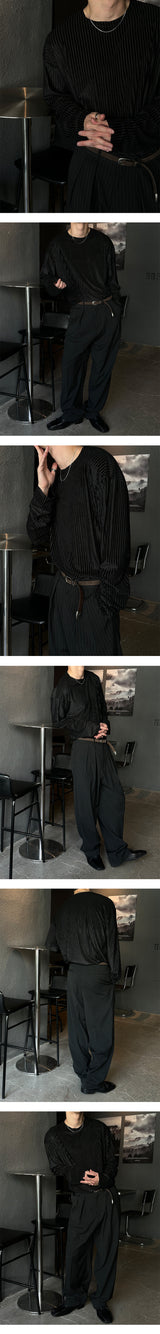 【UNISEX】ベルベットストライプロングスリーブ（3色）