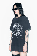 チーターグラフィックオーバーサイズTシャツ チャコール