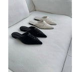STILETTO SHIRRING MULE SLIPPER (2COLORS!)
