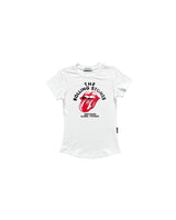 DC x The Rolling Stones Vintage Tongue Fitted Baby Tee White