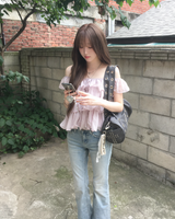 Lowrise fringe boots cut pants