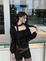 Square neck twilight blouse