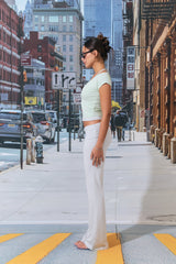 Monica V-Neck Tee (Cream Mint)