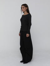Curved Cotton Pants_Black