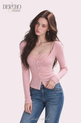 Ria lace layered cardigan long-sleeve  top