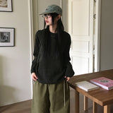 シクダメージラウンドルーズフィットロングスリーブニット