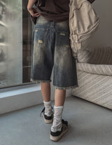 Heart Destroyed Bermuda Pants