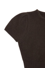 Puff raccoon half knit_brown