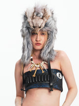 Embryo faux fox eco-friendly fur tribal cap