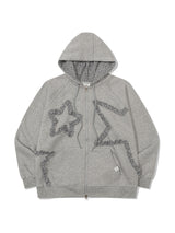 FLOWER STAR HOODED ZIPUP(GREY)