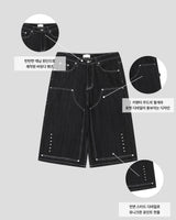Beto Studded Bermuda Denim Pants