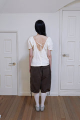 Peahen shirring balloon blouse
