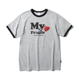 フラジャイル ハート リンガーTシャツ (Gray)
