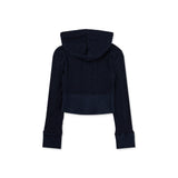 テクスチャードニットジップアップフーディー[Navy]