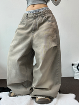 ベージュニーピンタックパラシュートワイドデニムパンツ 🪐🧸🤎🩶