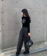 Stripe strap slacks