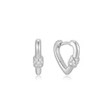 silver mini heart hoop rhodium plating + 925 silver earrings E069-04H