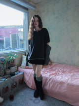 Back ribbon flare top / charcoal