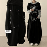 Poe Back Big Pocket Lettering String Wide Pants