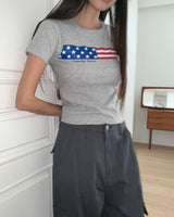 ターミルアメリカンフラッグプリント半袖Tシャツ