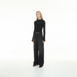 asymmetrical neckline fitted top