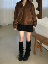 Suede fur hooded jumper (2 colors)