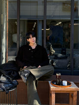 City wool one tuck wide pants