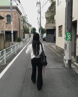 バンディングブラックルーズブーツカットパンツ