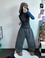 ストリング🩶ピグメントトラックロングパンツ 🩶🤎🖤3カラー