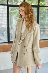 CLASSY HERRINGBONE WOOL JACKET / IVORY