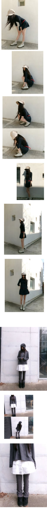 shirring mini skort
