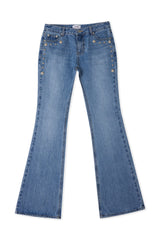 スタッドブーツカットデニムパンツ (LIGHT BLUE) ウィメン