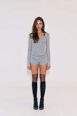 Breeze Sheer Long Sleeve Top (Gray)