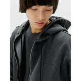 オーバーサイズドフルジップフーディー - Washed Black