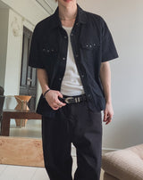 Bundry Waist Snap Pocket Short Sleeve Shirt