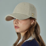 VA Curved Stud Link Wool-Blend Ball Cap  / Cream