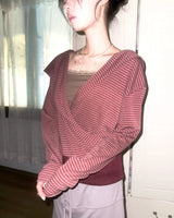 (3color) Cowl Two-Way Neck Stripe Hoodie