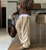 Yogis Wide-Fit Single-Tuck Corduroy Pants