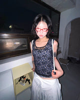 (Set/2color) Ditsy Flower Lace Layered Sleeveless Top