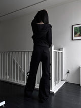 unique strap cargo bootcut pants