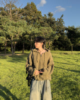 ルーンケーブルハーフジップアップフーディーニット