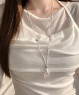 rose quarts vintage leather necklace