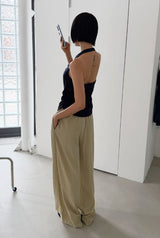 STRAP HALTER SHIRRING TOP
