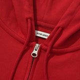 KIRSH PLAIN SLIM FIT CROP HOODIE ZIP UP [RED]