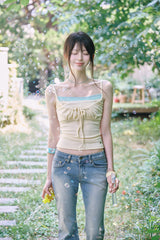 [MADE] Fromdi Ribbon Shirred Lace Sleeveless